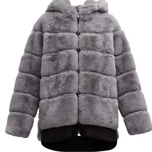 Belle Fare Gray Faux Fur Hooded Coat